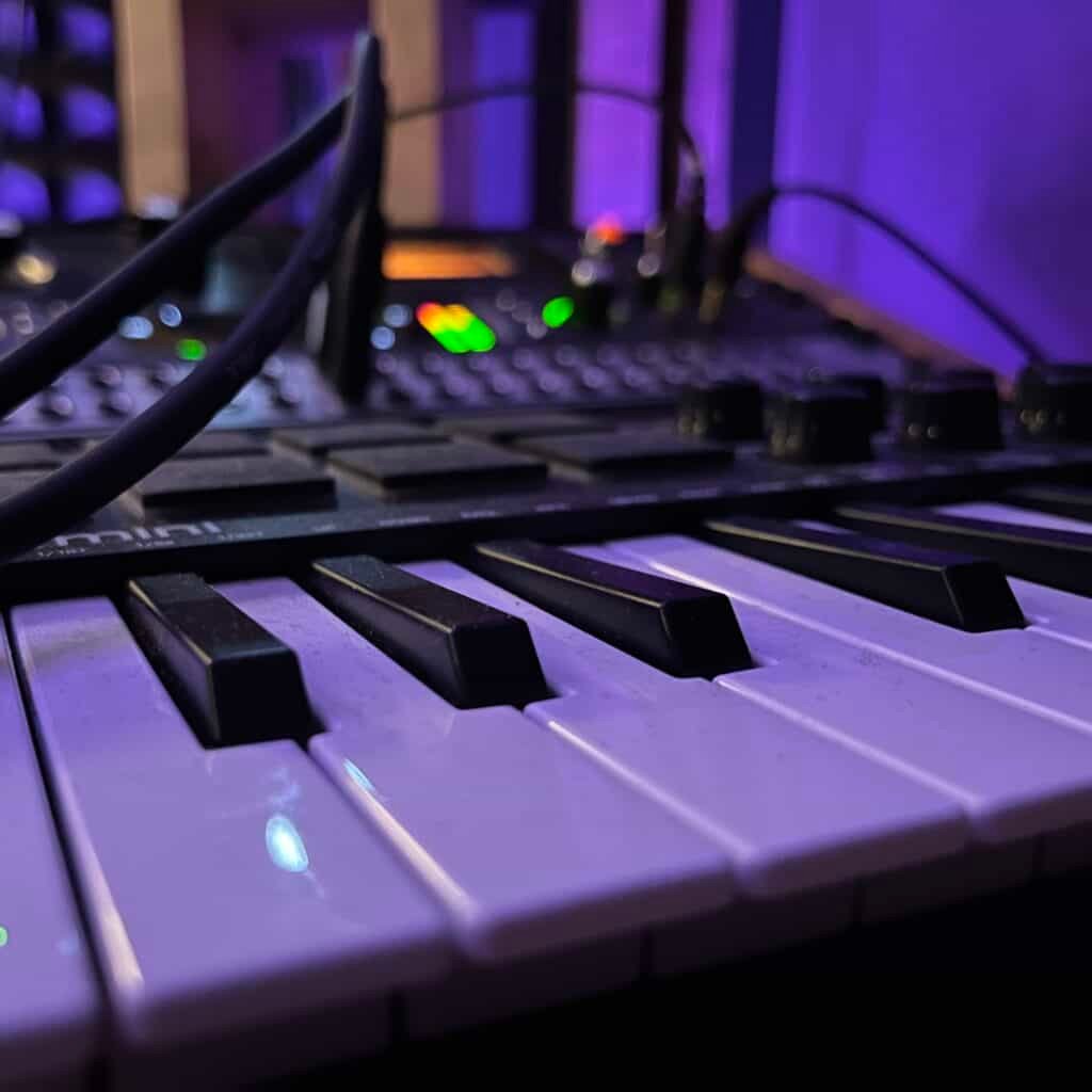 MIDI Keyboard in a recording studio